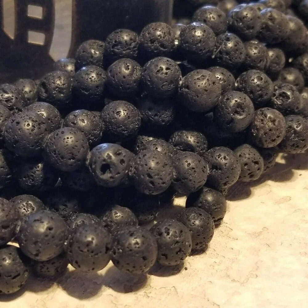 Volcanic Lava Natural Black Shades Rock Gemstone 10mm Round Beads 10 pcs